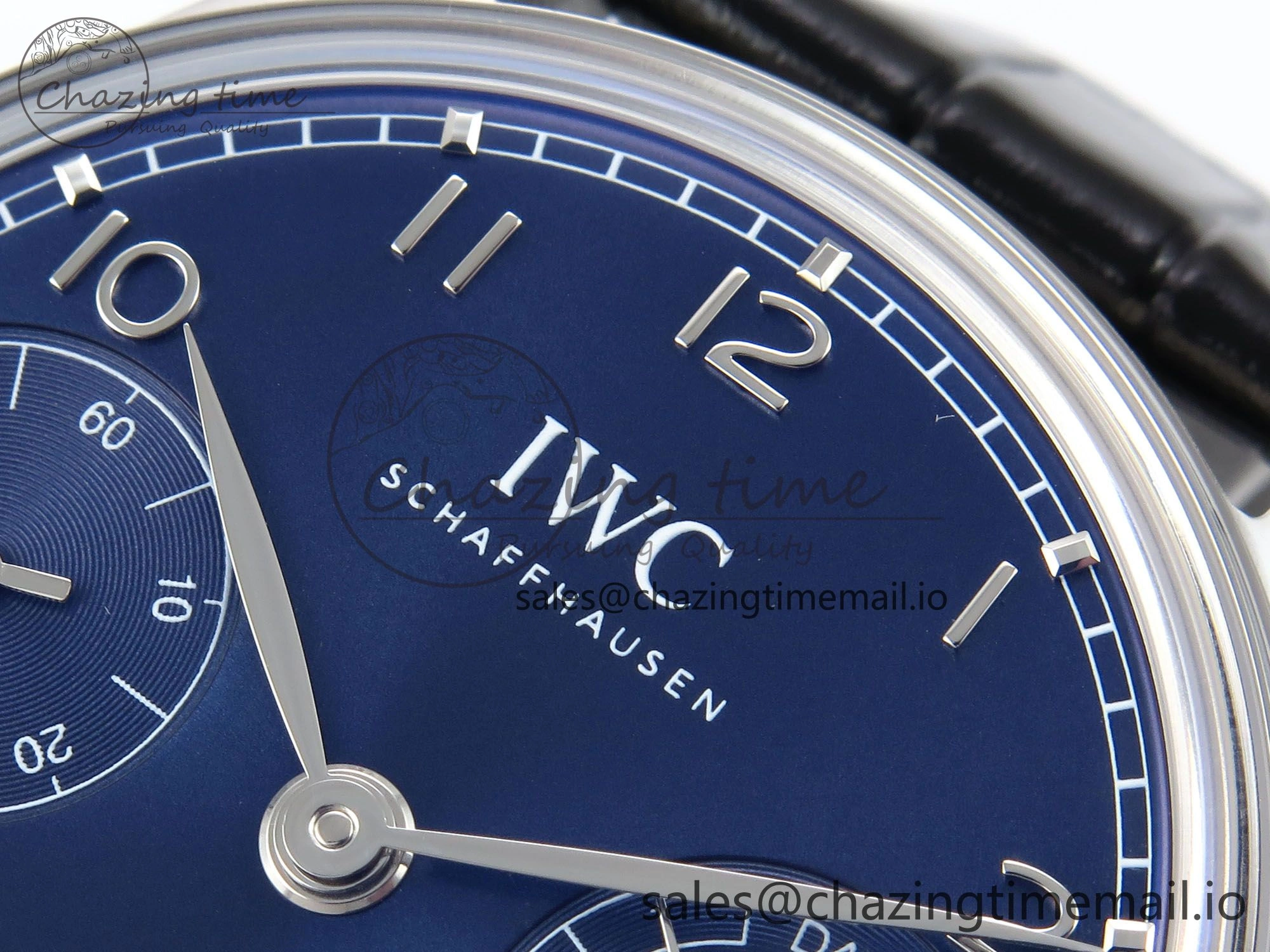 Portugieser Automatic SS IW501704 APSF 1:1 Best Edition Blue Dial on Black Leather Strap A52011