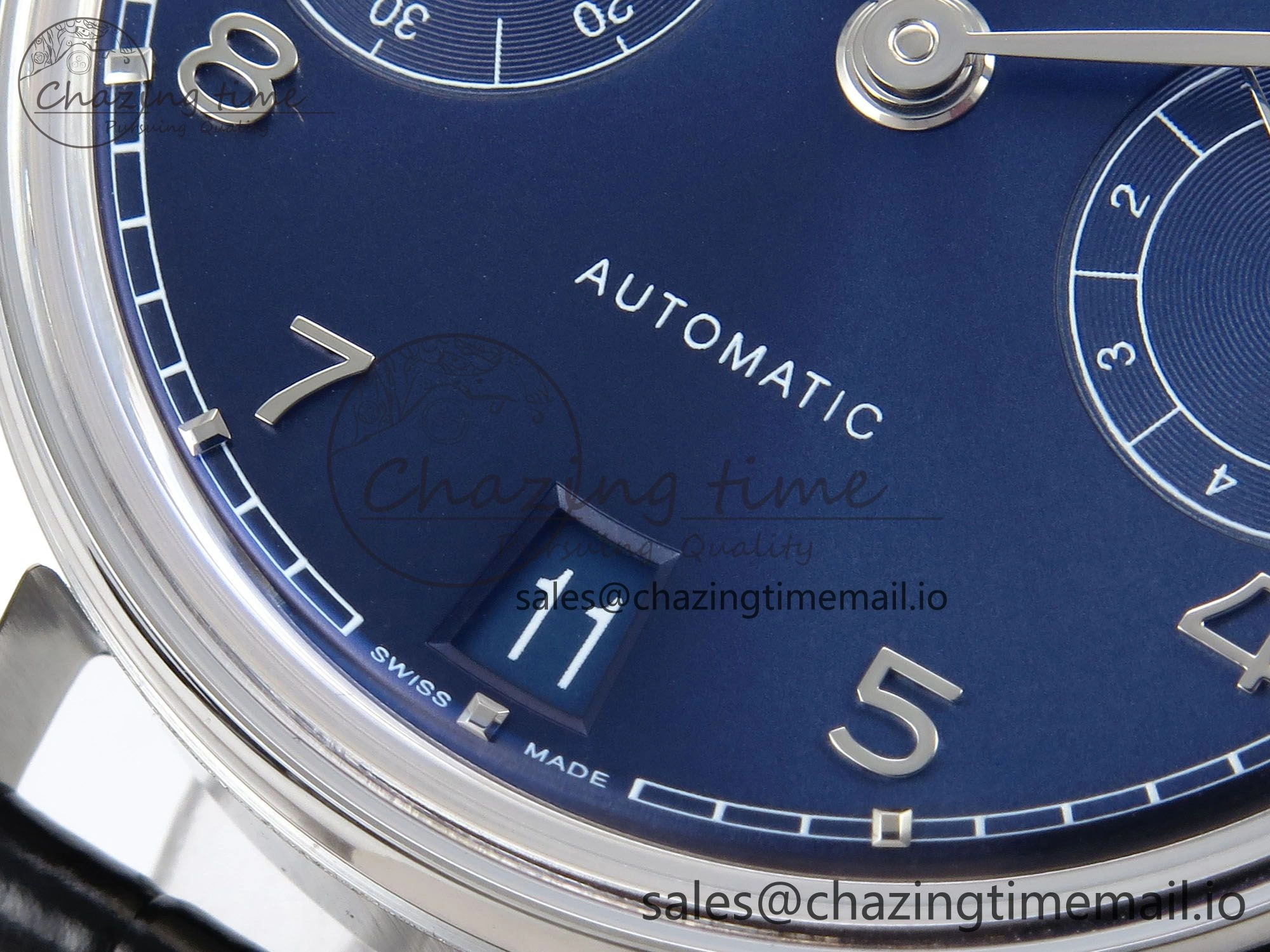 Portugieser Automatic SS IW501704 APSF 1:1 Best Edition Blue Dial on Black Leather Strap A52011