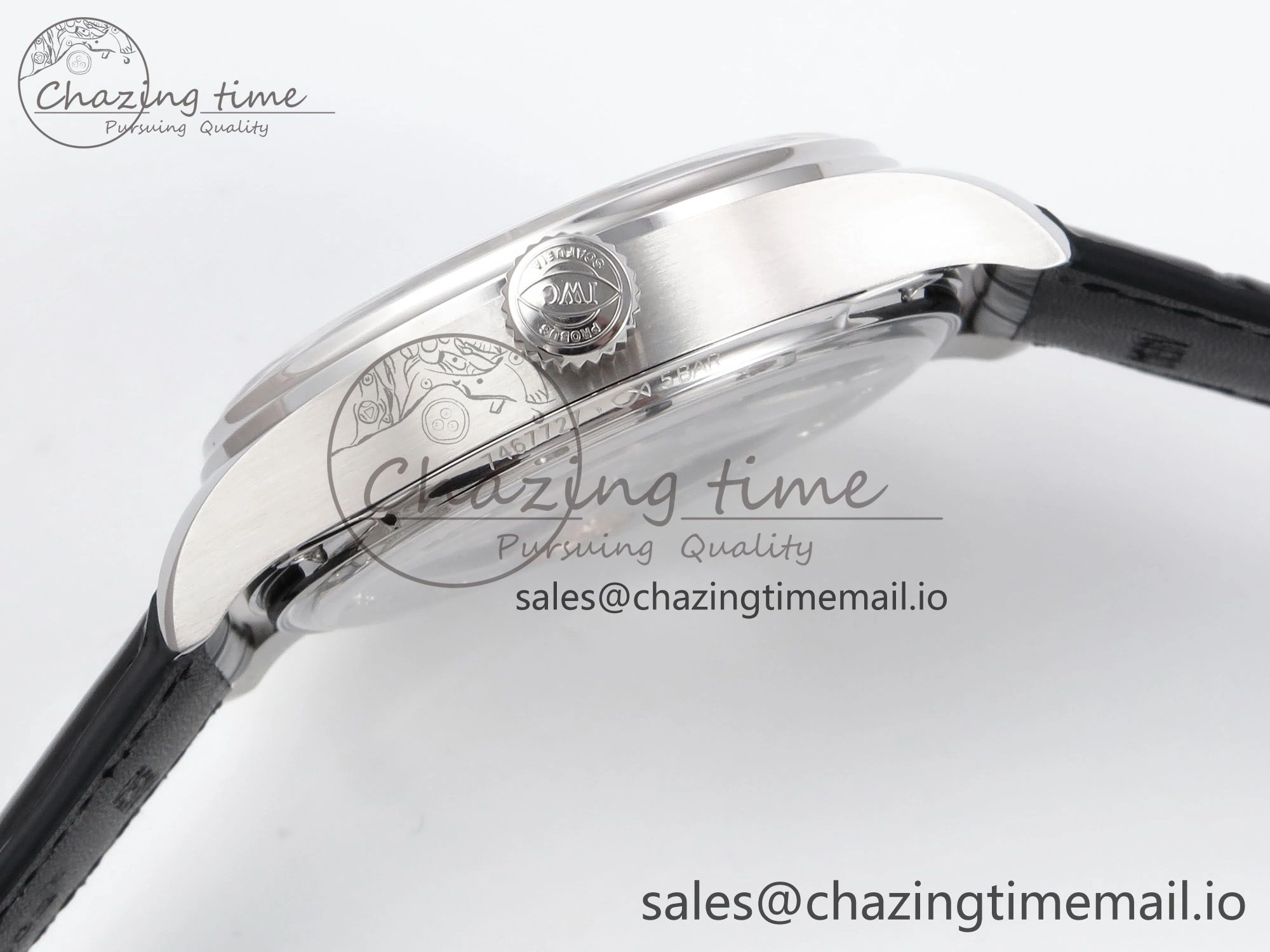 Portugieser Automatic SS IW501704 APSF 1:1 Best Edition Blue Dial on Black Leather Strap A52011