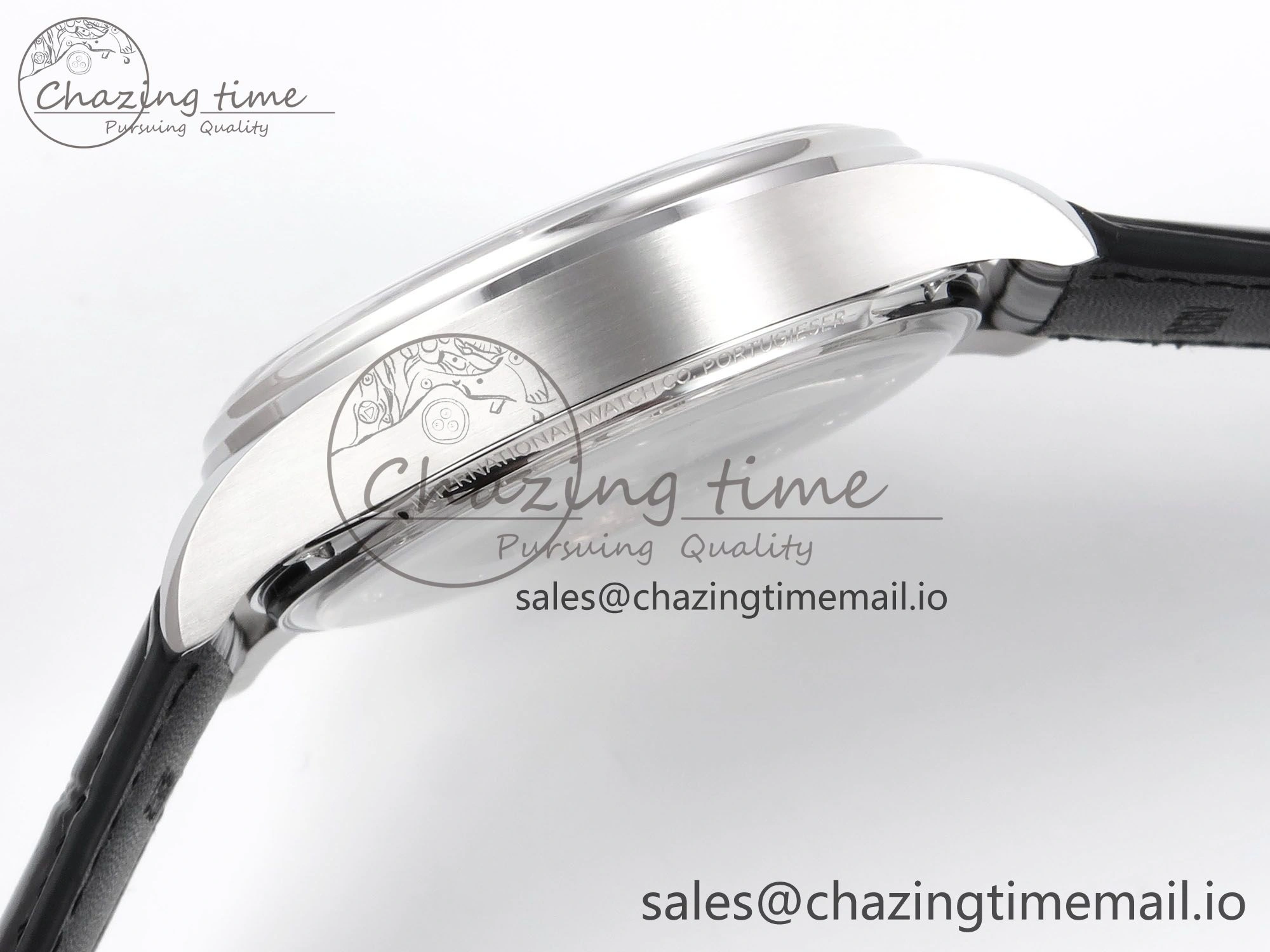 Portugieser Automatic SS IW501704 APSF 1:1 Best Edition Blue Dial on Black Leather Strap A52011