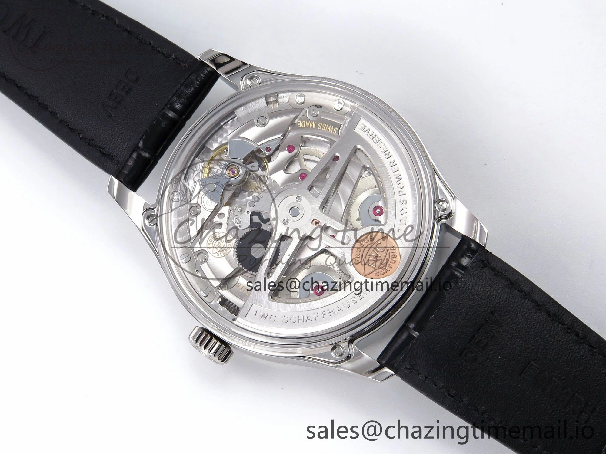 Portugieser Automatic SS IW501704 APSF 1:1 Best Edition Blue Dial on Black Leather Strap A52011