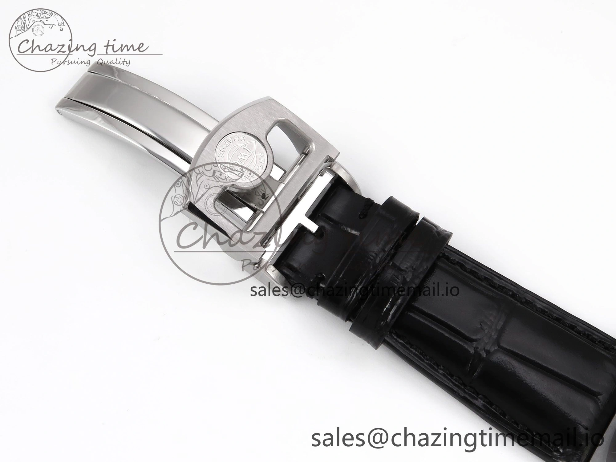Portugieser Automatic SS IW501704 APSF 1:1 Best Edition Blue Dial on Black Leather Strap A52011