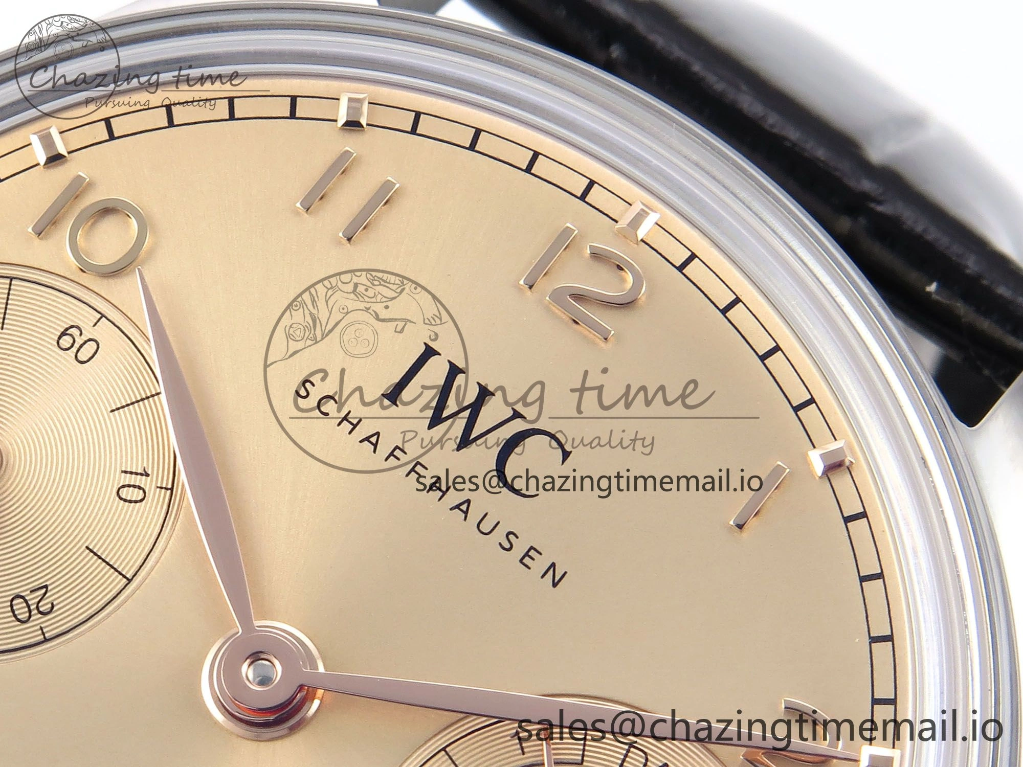 Portugieser Automatic SS IW501705 APSF 1:1 Best Edition RG Dial on Black Leather Strap A52011