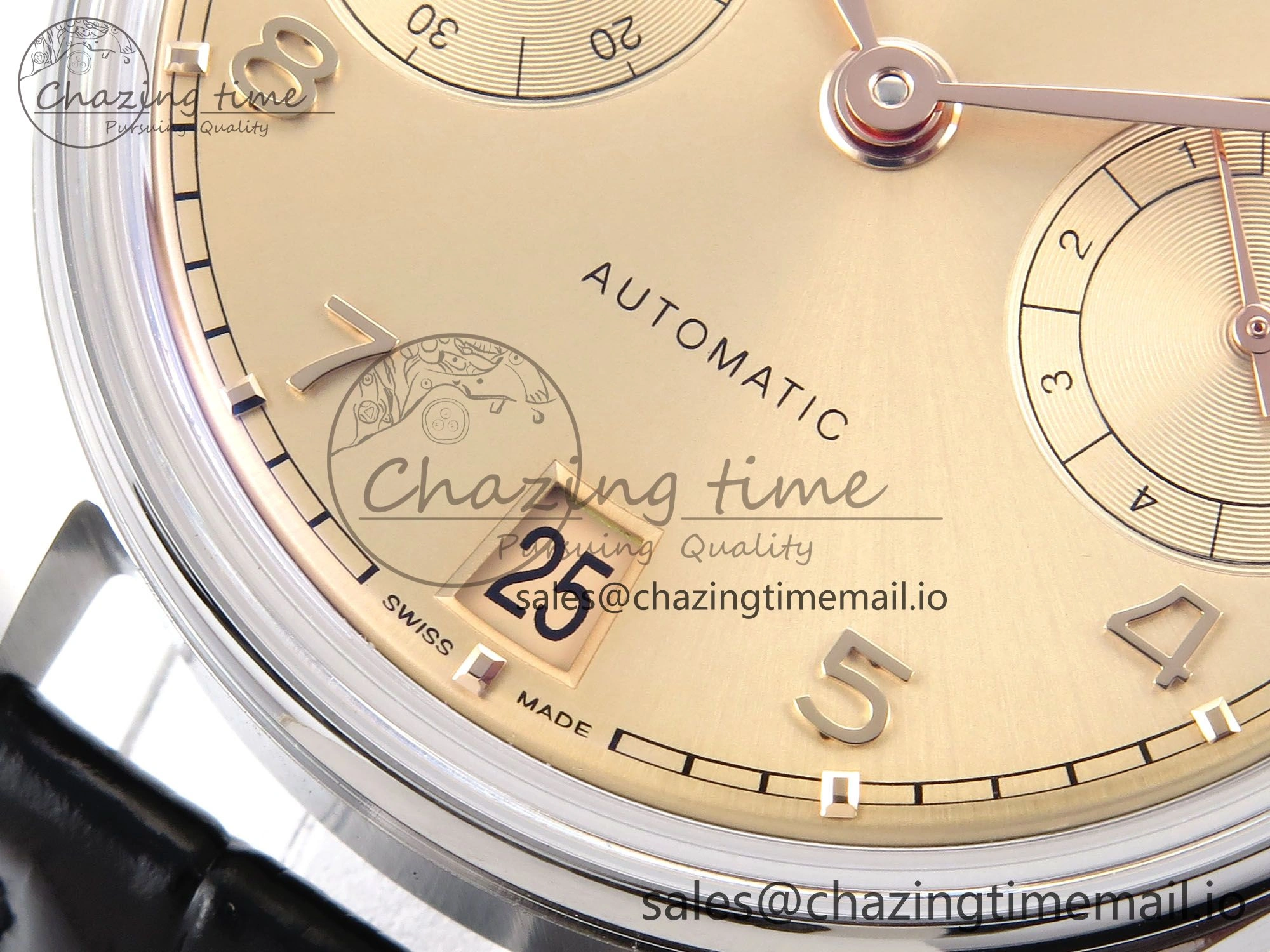 Portugieser Automatic SS IW501705 APSF 1:1 Best Edition RG Dial on Black Leather Strap A52011