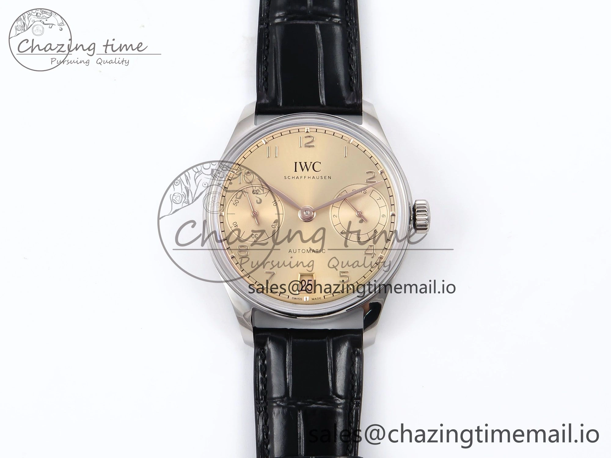 Portugieser Automatic SS IW501705 APSF 1:1 Best Edition RG Dial on Black Leather Strap A52011