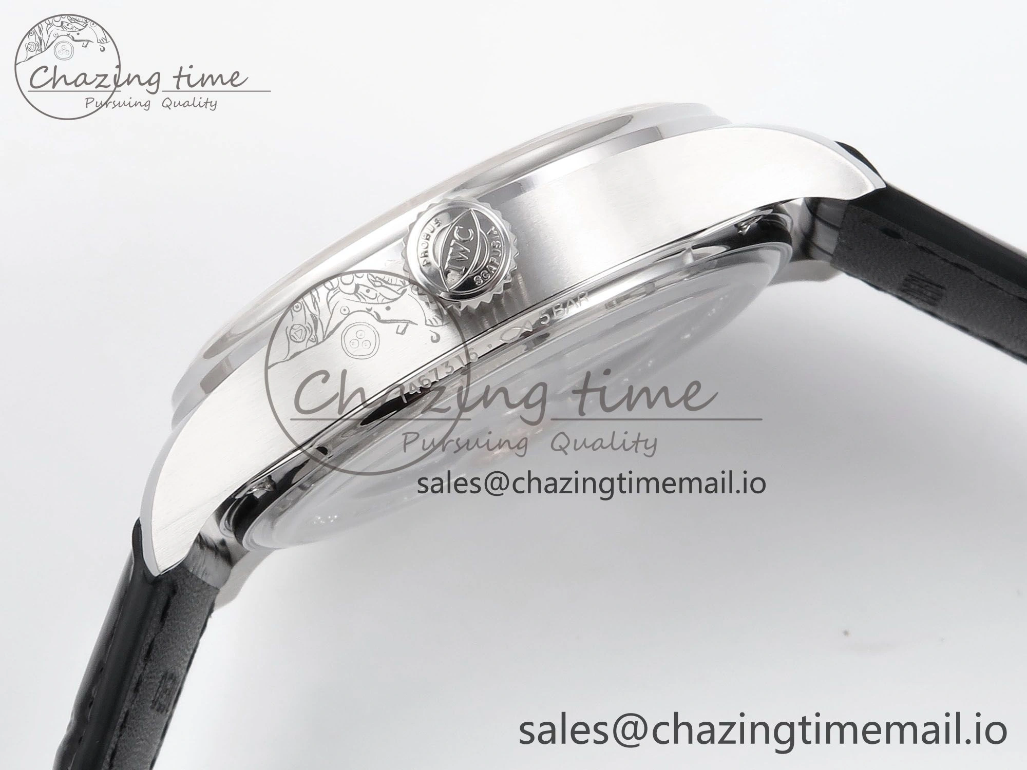 Portugieser Automatic SS IW501705 APSF 1:1 Best Edition RG Dial on Black Leather Strap A52011