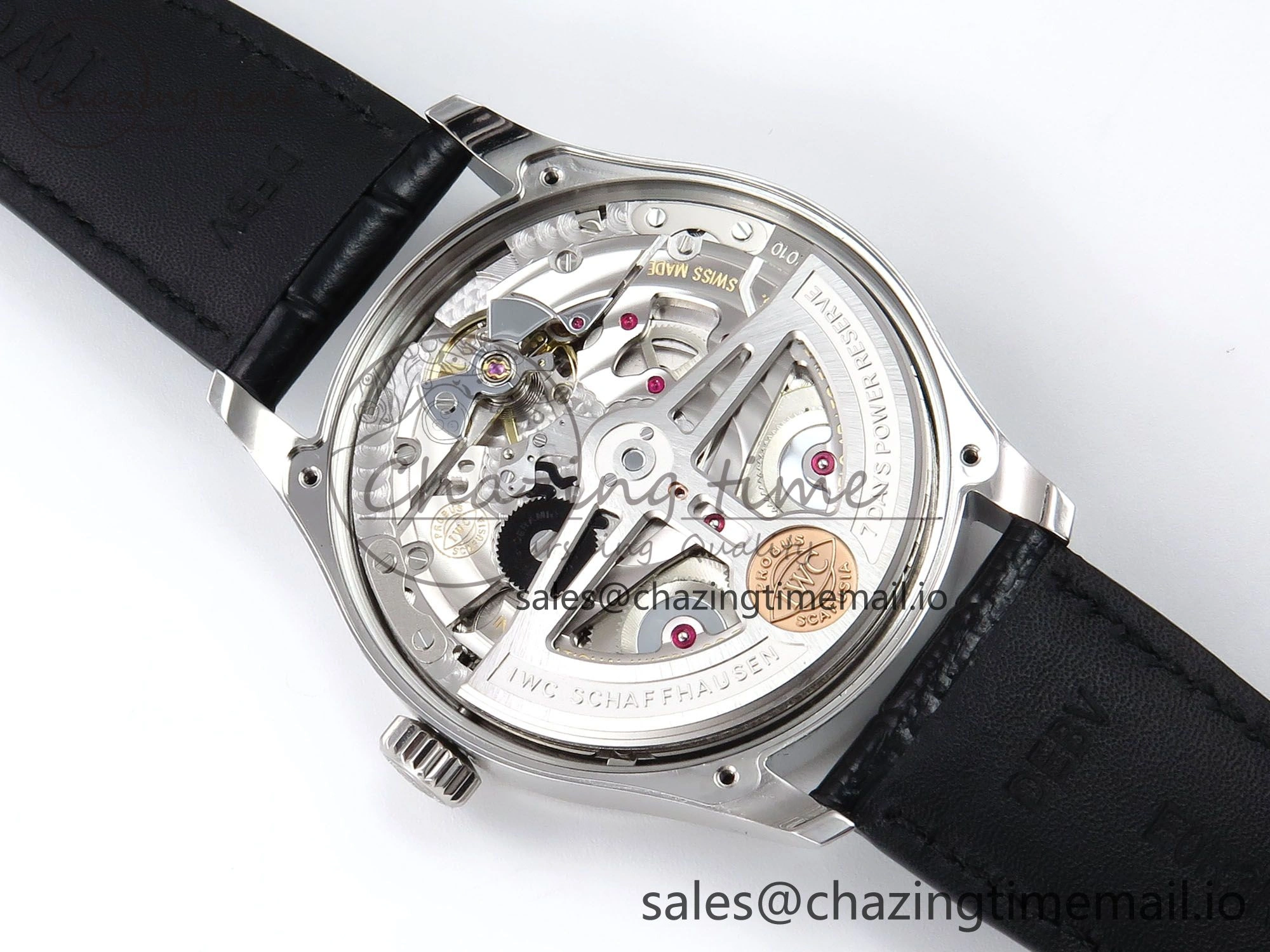 Portugieser Automatic SS IW501705 APSF 1:1 Best Edition RG Dial on Black Leather Strap A52011