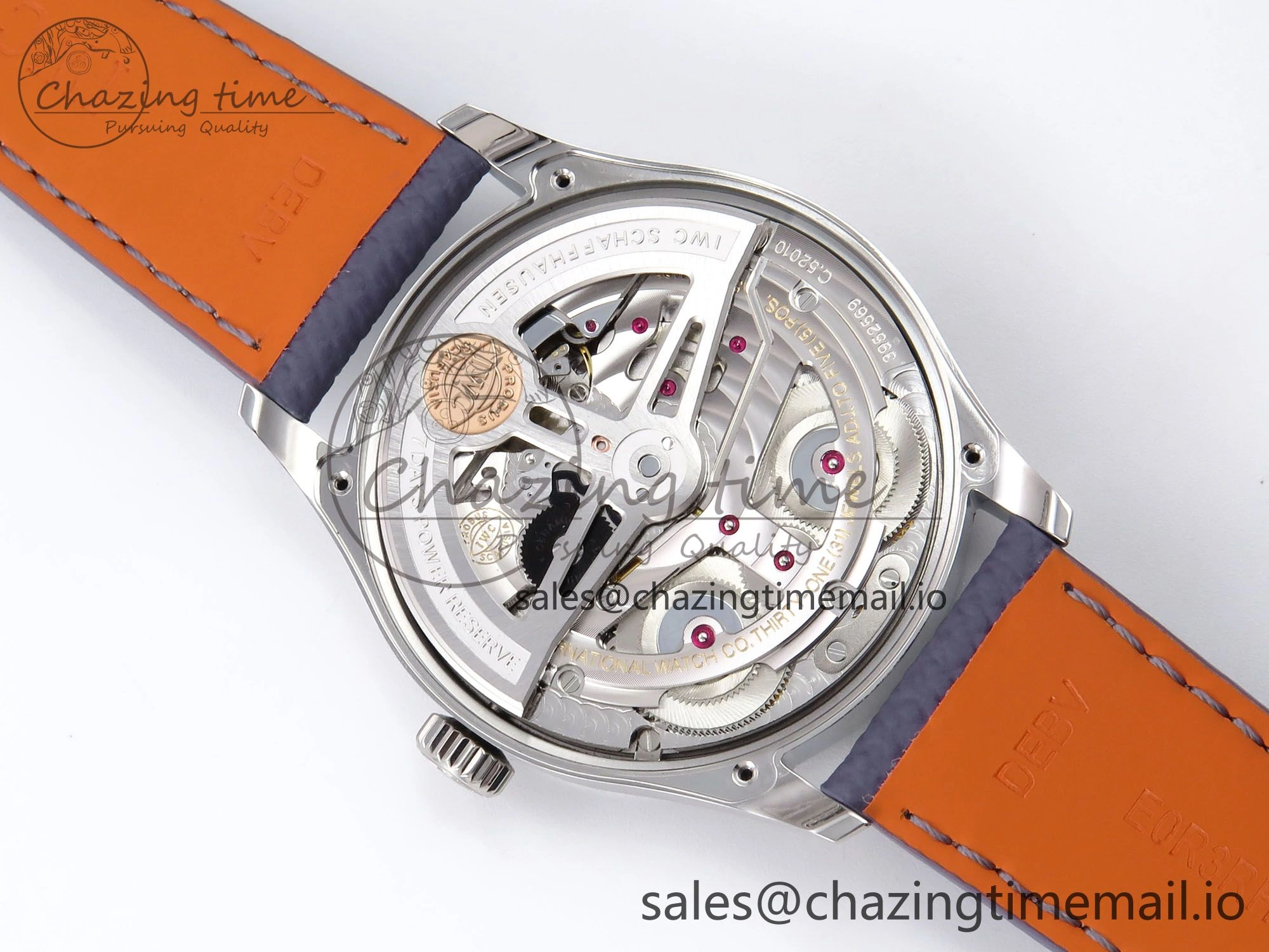 Portugieser Automatic SS IW501708 APSF 1:1 Best Edition Light Blue Dial on Gray Leather Strap A52011