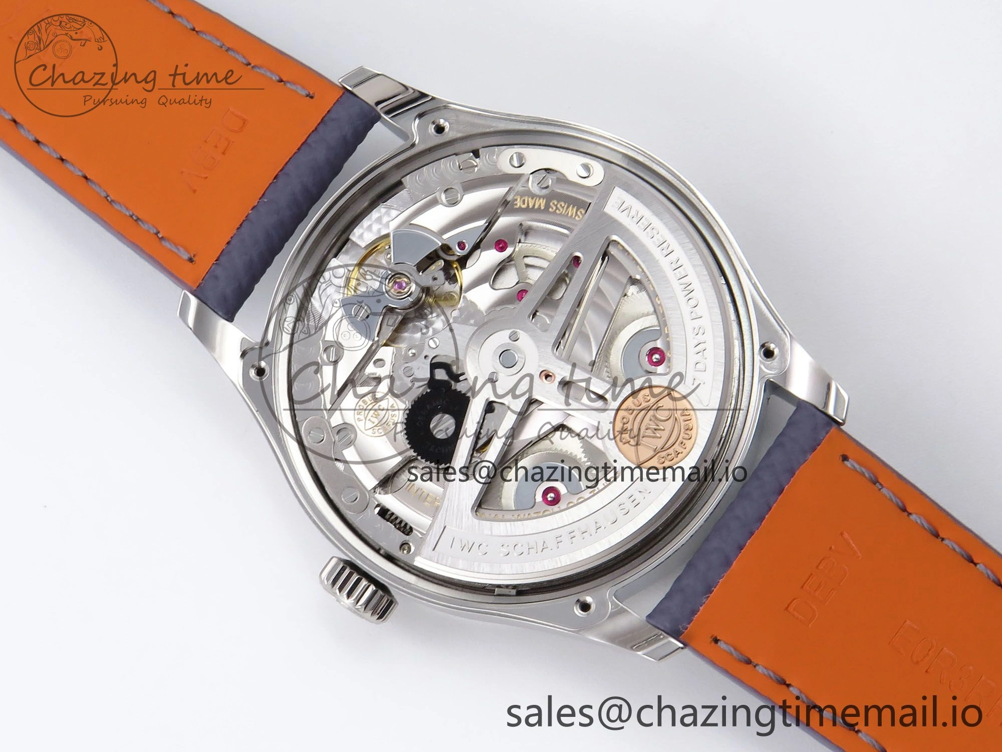 Portugieser Automatic SS IW501708 APSF 1:1 Best Edition Light Blue Dial on Gray Leather Strap A52011