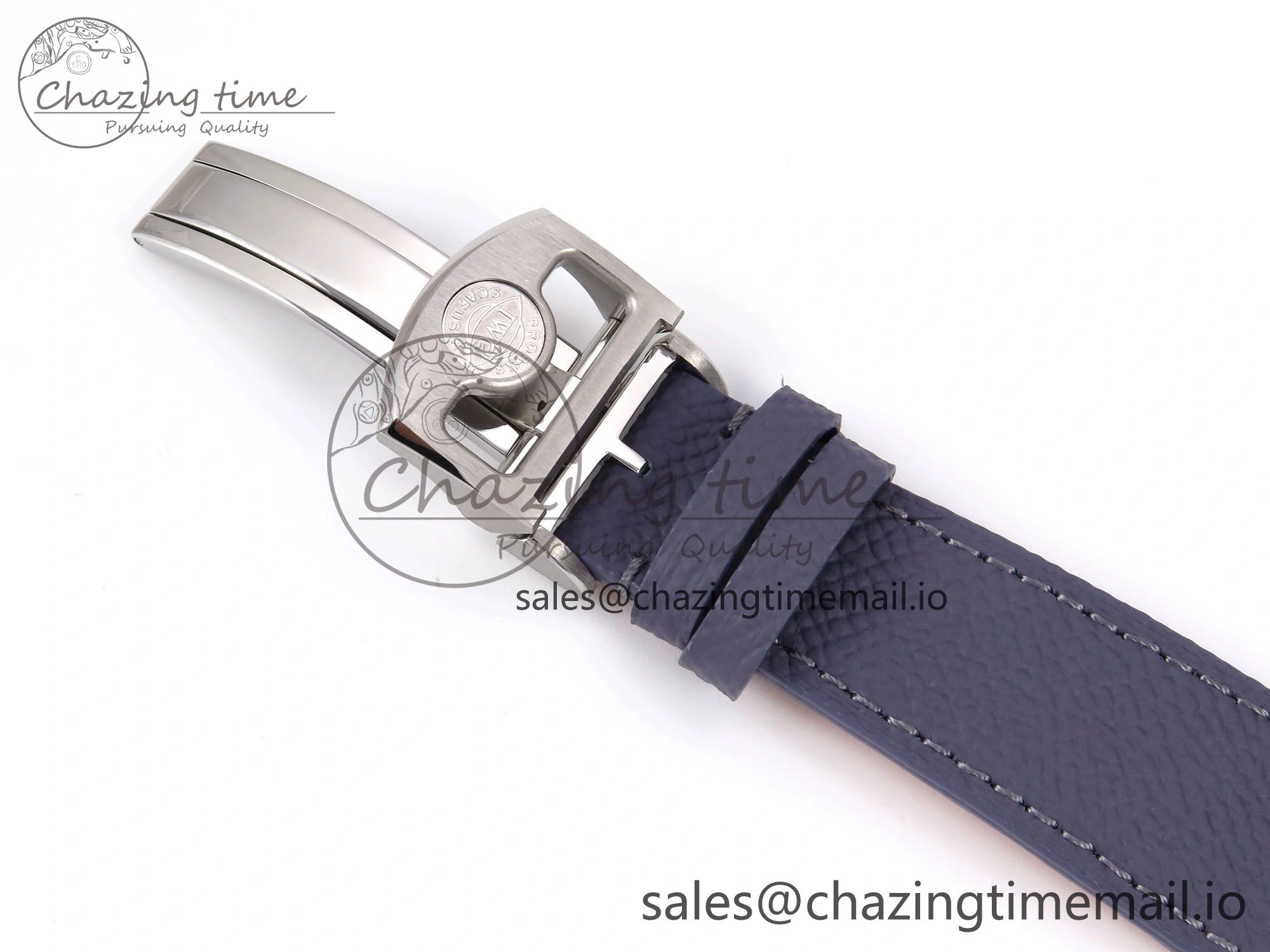 Portugieser Automatic SS IW501708 APSF 1:1 Best Edition Light Blue Dial on Gray Leather Strap A52011