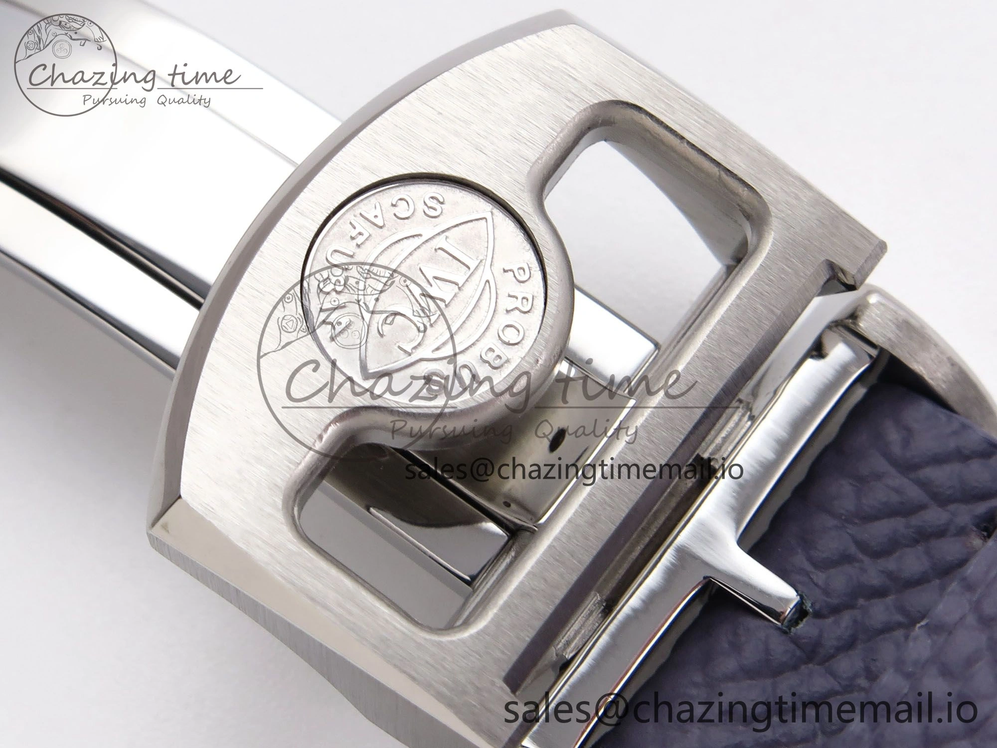 Portugieser Automatic SS IW501708 APSF 1:1 Best Edition Light Blue Dial on Gray Leather Strap A52011
