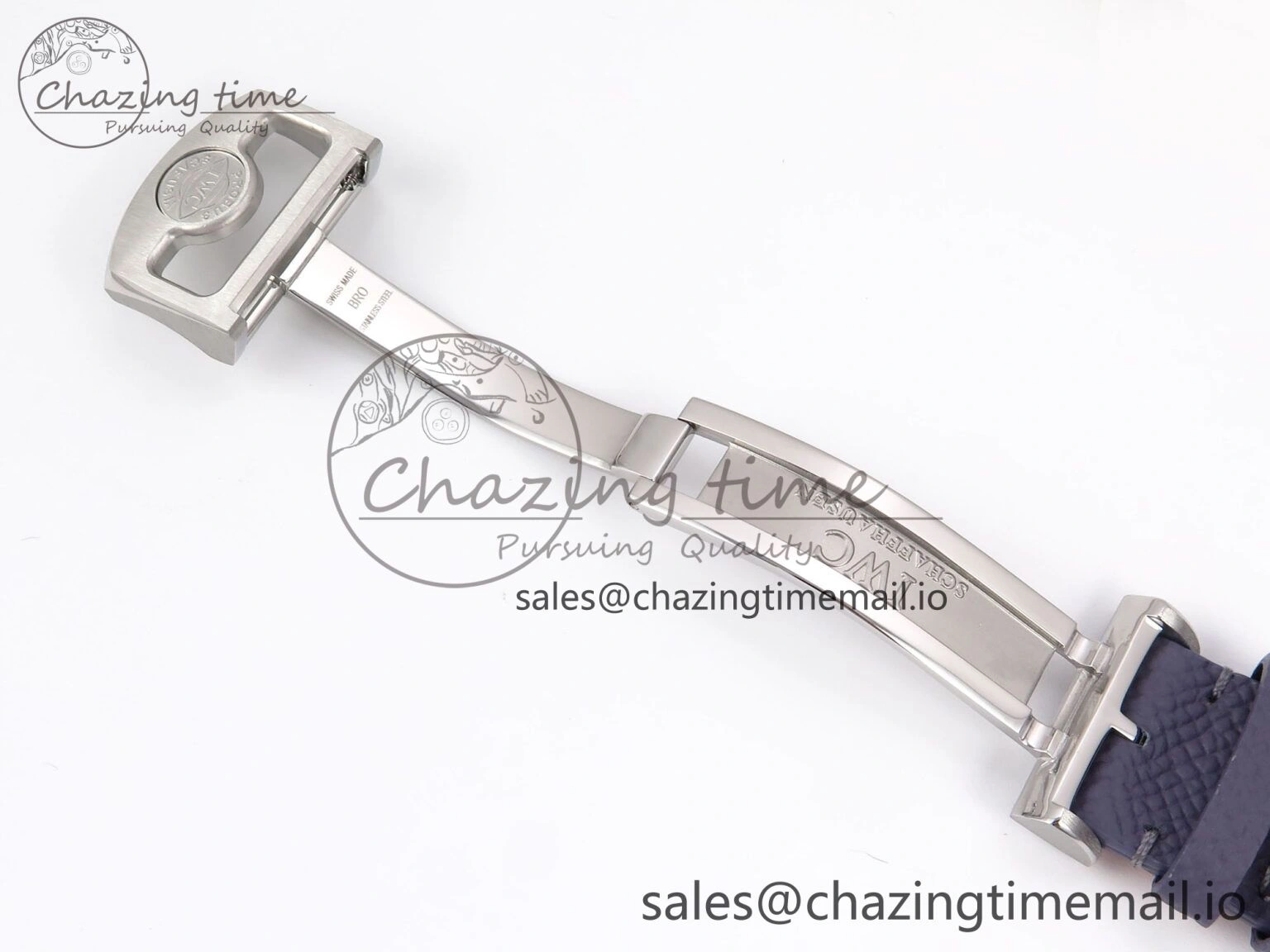 Portugieser Automatic SS IW501708 APSF 1:1 Best Edition Light Blue Dial on Gray Leather Strap A52011