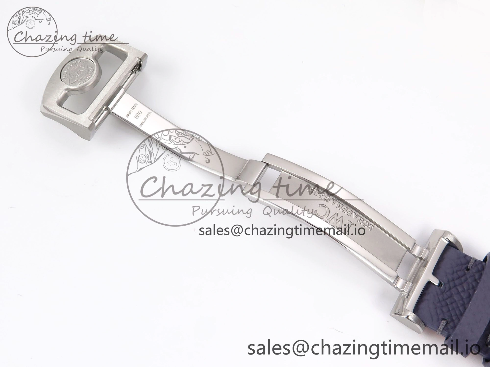 Portugieser Automatic SS IW501708 APSF 1:1 Best Edition Light Blue Dial on Gray Leather Strap A52011
