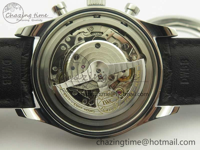 Portugieser Chrono Classic 42 IW390302 ZF 1:1 Best Edition White Dial Blue Markers on Black Leather Strap A7750