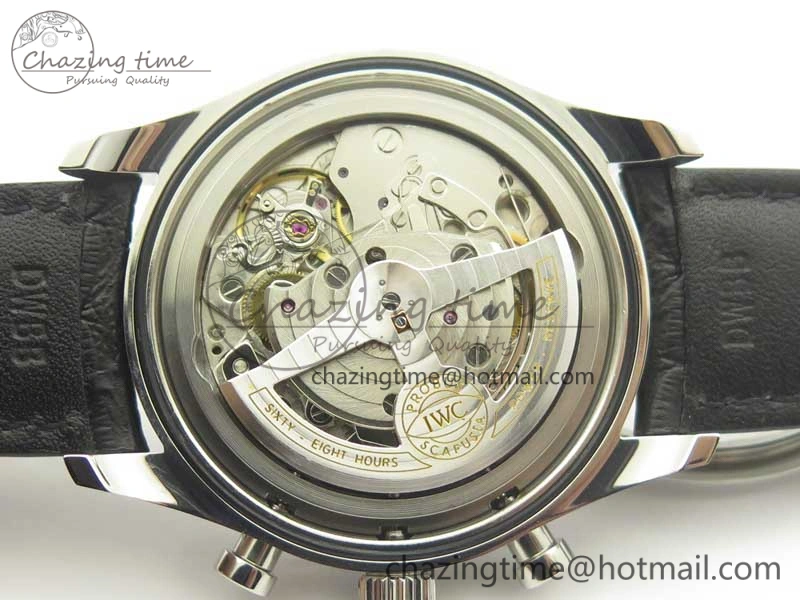 Portugieser Chrono Classic 42 IW390302 ZF 1:1 Best Edition White Dial Blue Markers on Black Leather Strap A7750