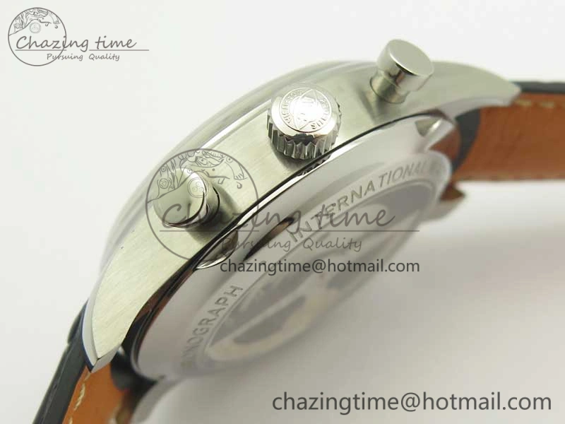 Portugieser Chrono Classic 42 IW390403 ZF 1:1 Best Edition White Dial Blue Hand on Black Leather Strap A7750