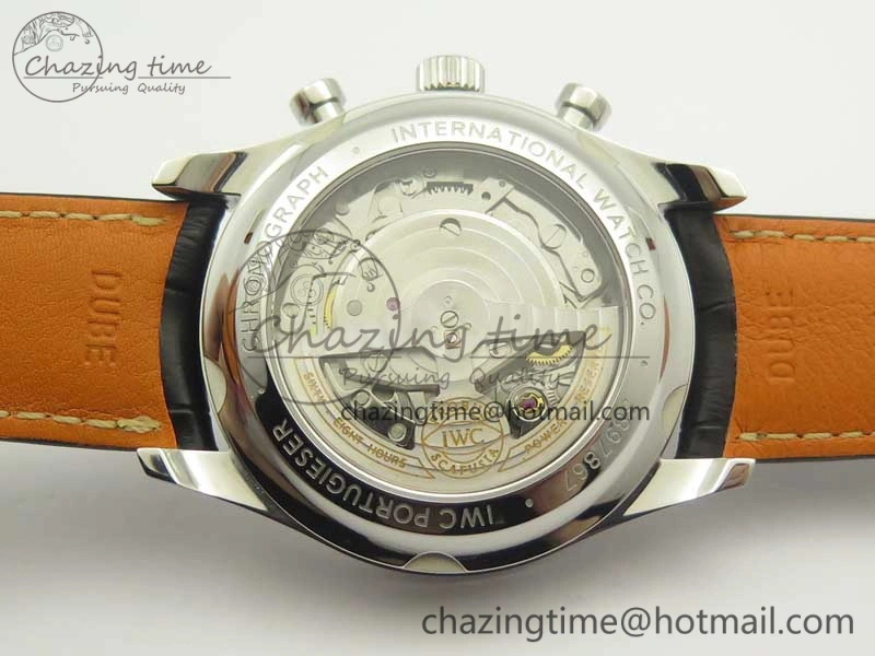 Portugieser Chrono Classic 42 IW390403 ZF 1:1 Best Edition White Dial Blue Hand on Black Leather Strap A7750