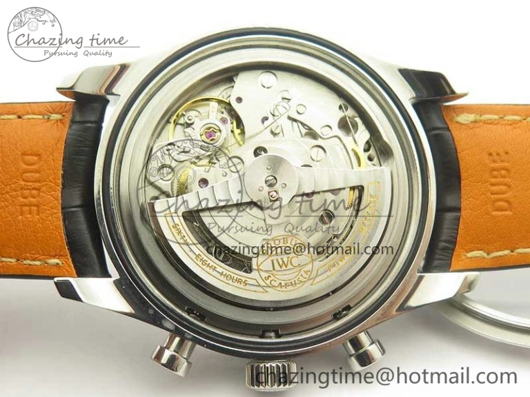 Portugieser Chrono Classic 42 IW390403 ZF 1:1 Best Edition White Dial Blue Hand on Black Leather Strap A7750