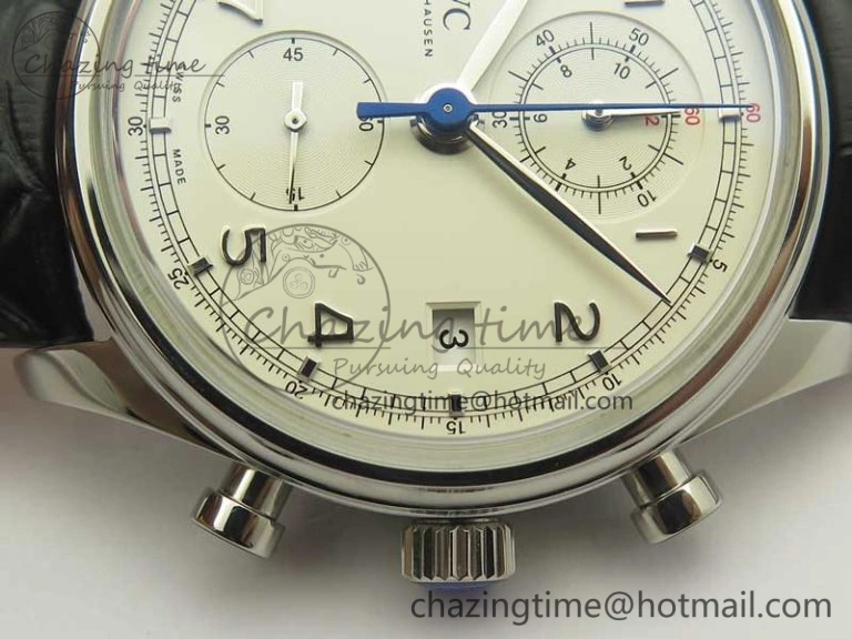 Portugieser Chrono Classic 42 IW390403 ZF 1:1 Best Edition White Dial Blue Hand on Black Leather Strap A7750