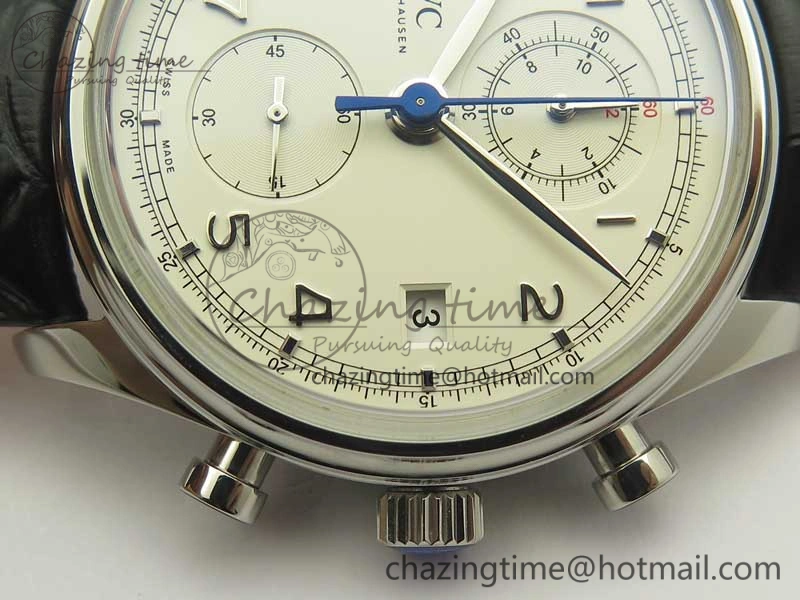 Portugieser Chrono Classic 42 IW390403 ZF 1:1 Best Edition White Dial Blue Hand on Black Leather Strap A7750