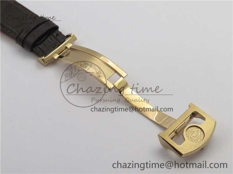Portugieser Chrono Classic 42 IW390406 RG ZF 1:1 Best Edition Blue Dial on Brown Leather Strap A7750