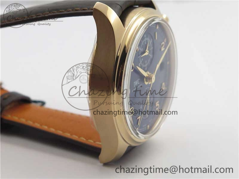 Portugieser Chrono Classic 42 IW390406 RG ZF 1:1 Best Edition Blue Dial on Brown Leather Strap A7750