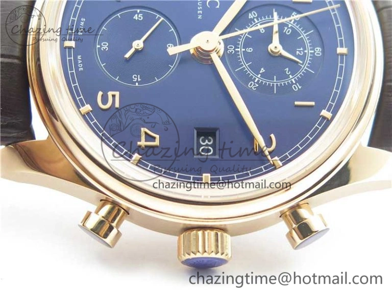 Portugieser Chrono Classic 42 IW390406 RG ZF 1:1 Best Edition Blue Dial on Brown Leather Strap A7750