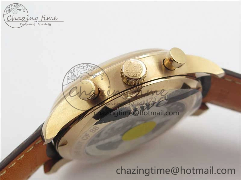 Portugieser Chrono Classic 42 IW390406 RG ZF 1:1 Best Edition Blue Dial on Brown Leather Strap A7750