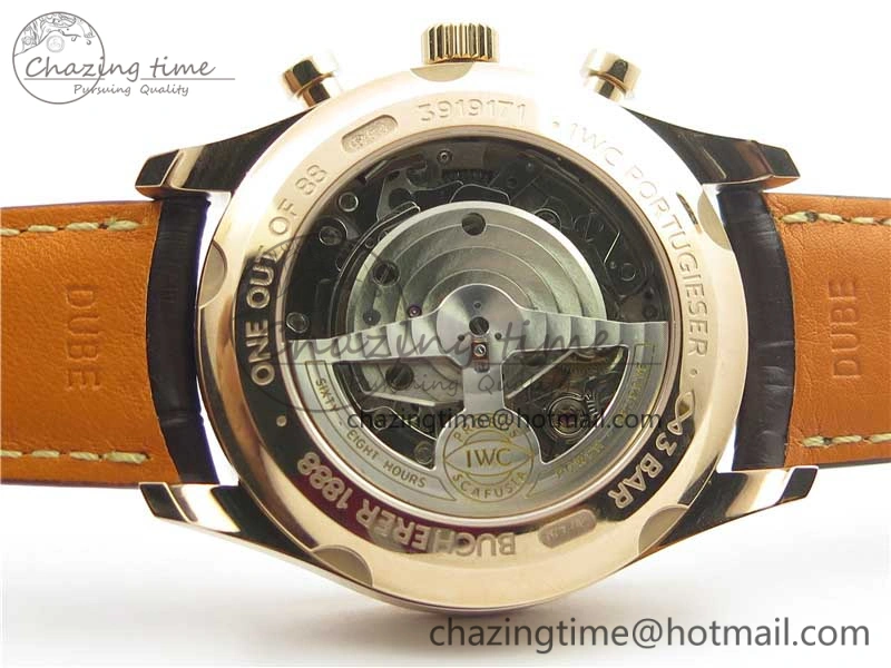 Portugieser Chrono Classic 42 IW390406 RG ZF 1:1 Best Edition Blue Dial on Brown Leather Strap A7750
