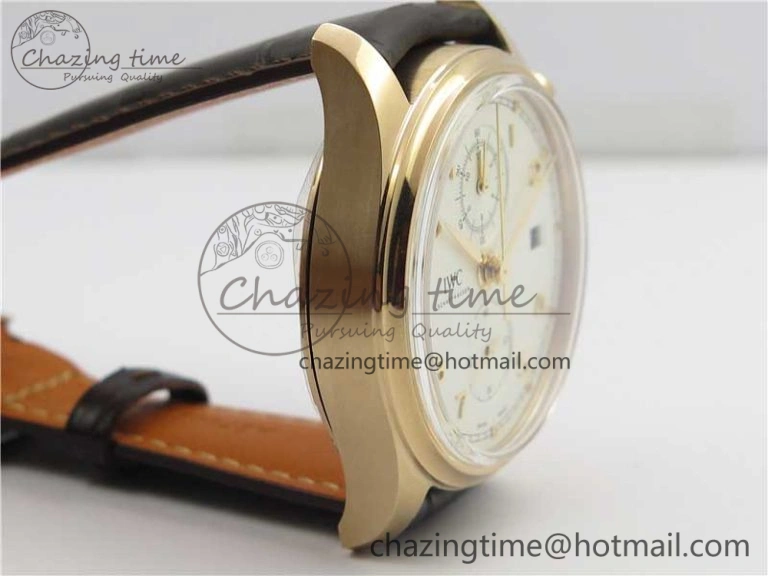 Portugieser Chrono Classic 42 IW390406 RG ZF 1:1 Best Edition White Dial on Brown Leather Strap A7750