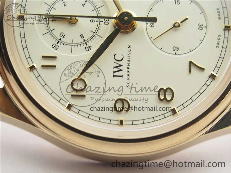 Portugieser Chrono Classic 42 IW390406 RG ZF 1:1 Best Edition White Dial on Brown Leather Strap A7750