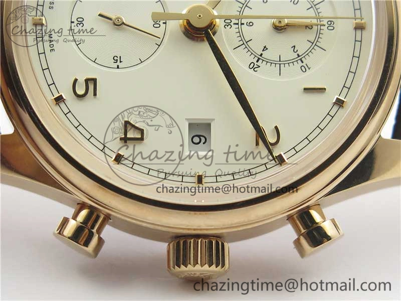 Portugieser Chrono Classic 42 IW390406 RG ZF 1:1 Best Edition White Dial on Brown Leather Strap A7750