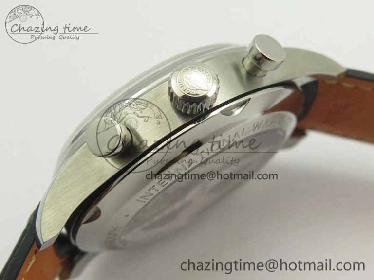 Portugieser Chrono Classic 42 IW390406 ZF 1:1 Best Edition Blue Dial on Black Leather Strap A7750