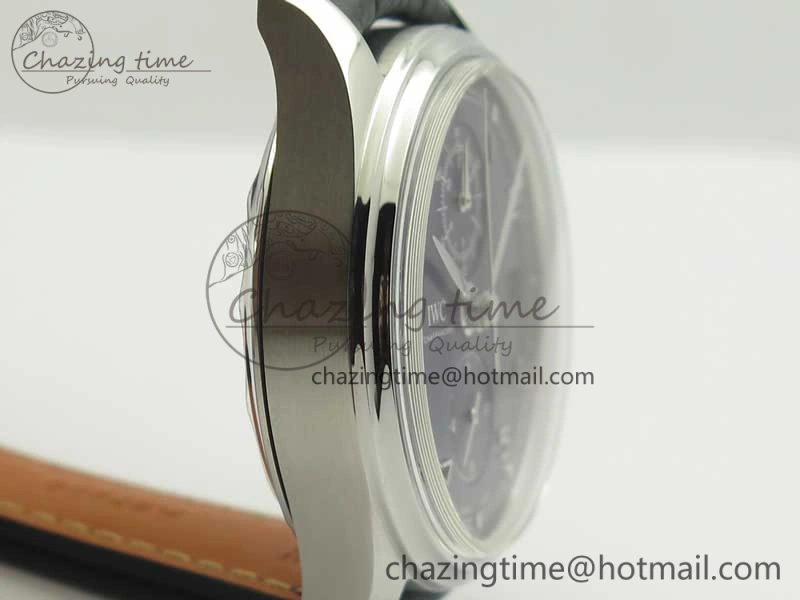 Portugieser Chrono Classic 42 IW390406 ZF 1:1 Best Edition Blue Dial on Black Leather Strap A7750