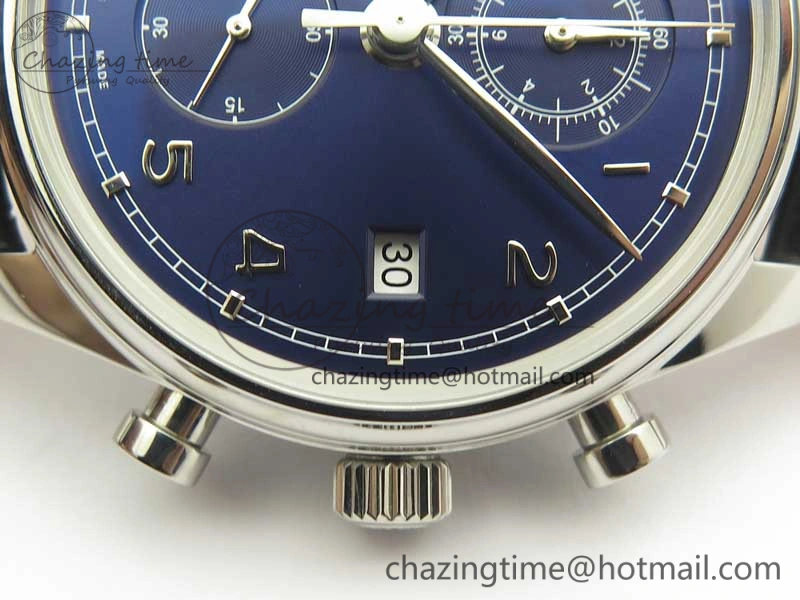 Portugieser Chrono Classic 42 IW390406 ZF 1:1 Best Edition Blue Dial on Black Leather Strap A7750