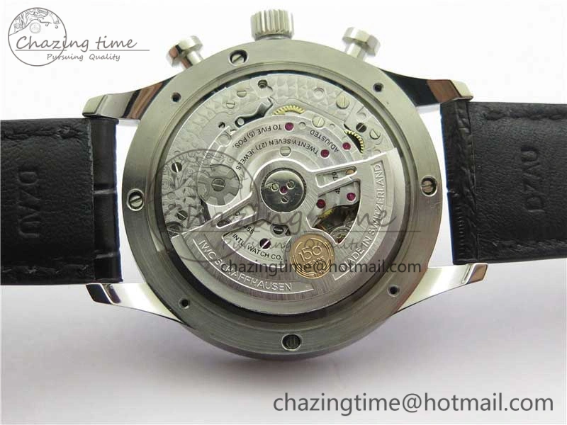 Portugieser Chronograph Edition 150 Years IW371601 ZF 1:1 Best Edition Blue Dial on Black Leather Strap A7750 (Slim Movement)