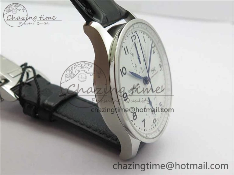 Portugieser Chronograph Edition “150 Years” IW371602 ZF 1:1 Best Edition White Dial on Black Leather Strap A7750 (Slim Movement)