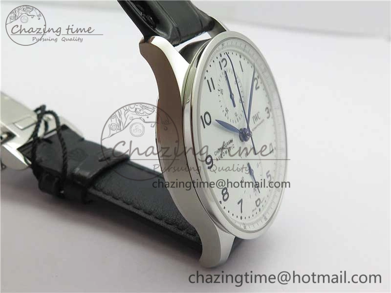 Portugieser Chronograph Edition “150 Years” IW371602 ZF 1:1 Best Edition White Dial on Black Leather Strap A7750 (Slim Movement)