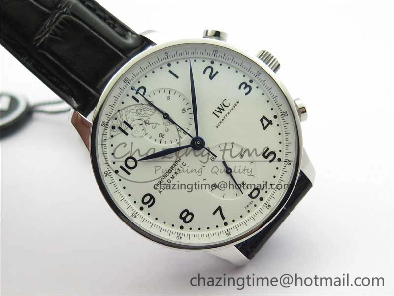 Portugieser Chronograph Edition “150 Years” IW371602 ZF 1:1 Best Edition White Dial on Black Leather Strap A7750 (Slim Movement)