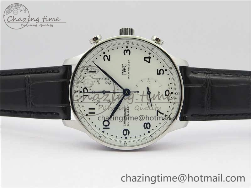 Portugieser Chronograph Edition “150 Years” IW371602 ZF 1:1 Best Edition White Dial on Black Leather Strap A7750 (Slim Movement)