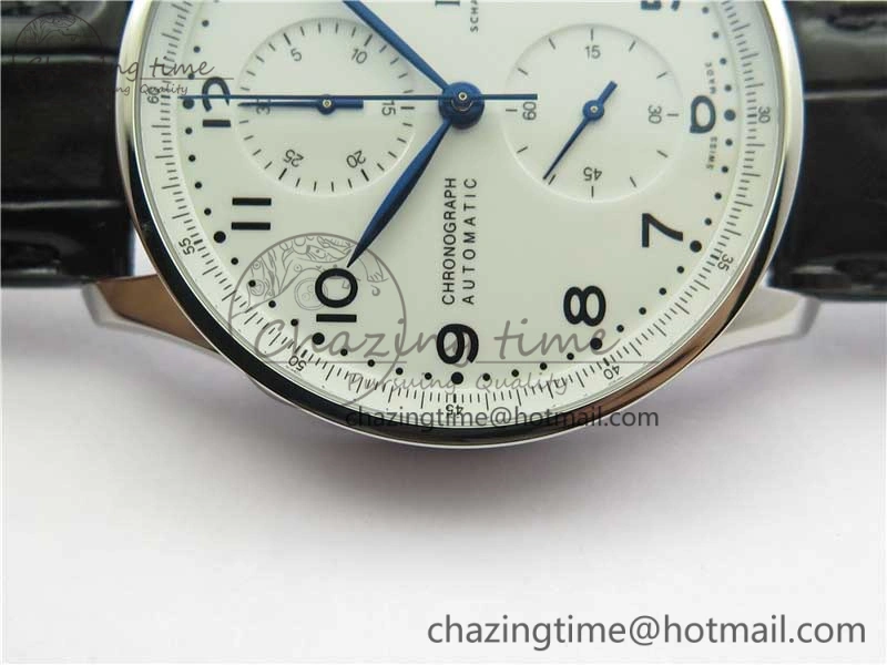 Portugieser Chronograph Edition “150 Years” IW371602 ZF 1:1 Best Edition White Dial on Black Leather Strap A7750 (Slim Movement)