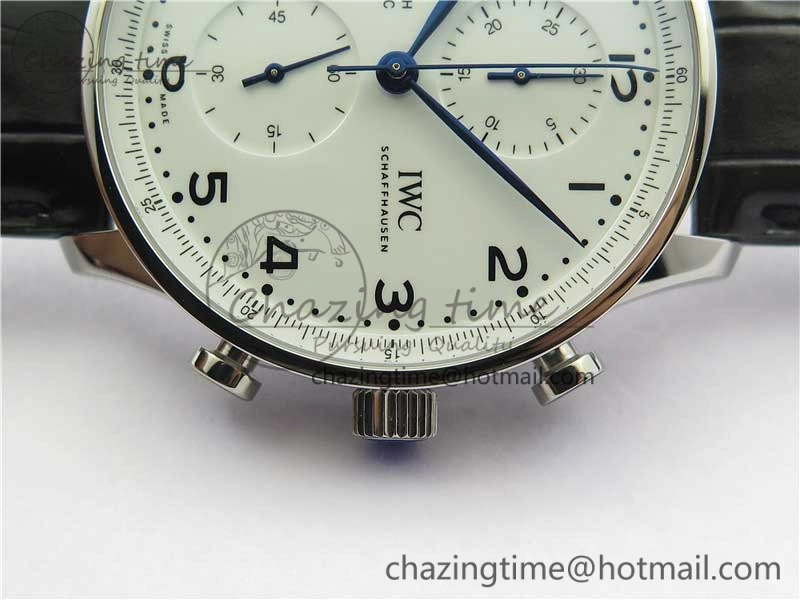 Portugieser Chronograph Edition “150 Years” IW371602 ZF 1:1 Best Edition White Dial on Black Leather Strap A7750 (Slim Movement)