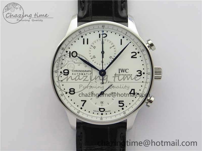 Portugieser Chronograph Edition “150 Years” IW371602 ZF 1:1 Best Edition White Dial on Black Leather Strap A7750 (Slim Movement)