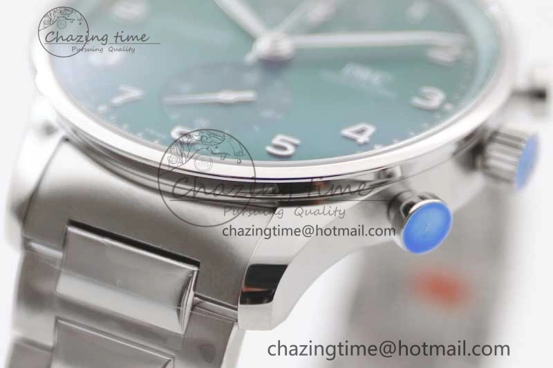 Portugieser Chronograph IW371615 ZF Best Edition Green Dial on SS Bracelet A7750 (Slim Movement)
