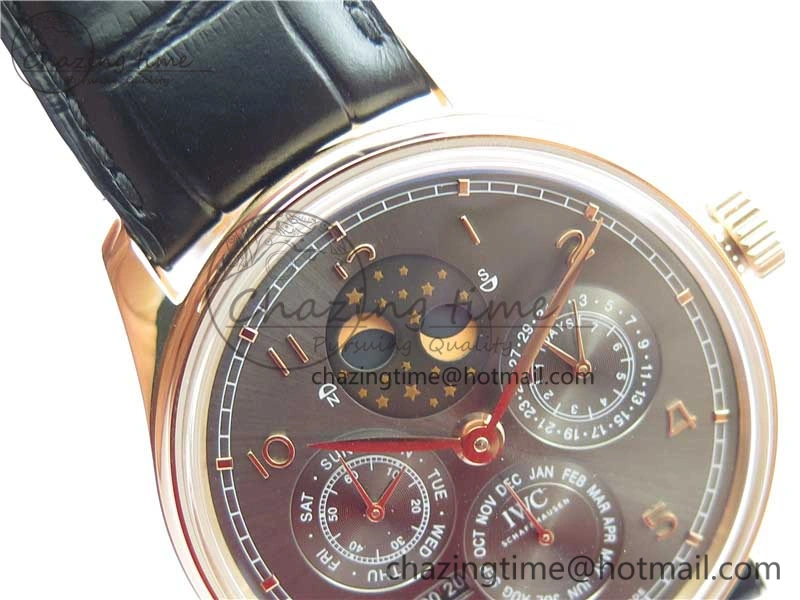 Portugieser Perpetual Calendar IW503302 RG V9F 1:1 Best Edition Gray Dial on Black Leather Strap A52615
