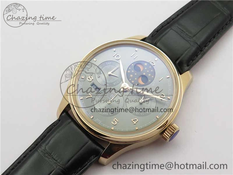 Portugieser Perpetual Calendar IW503302 RG V9F 1:1 Best Edition Gray Dial on Black Leather Strap A52615