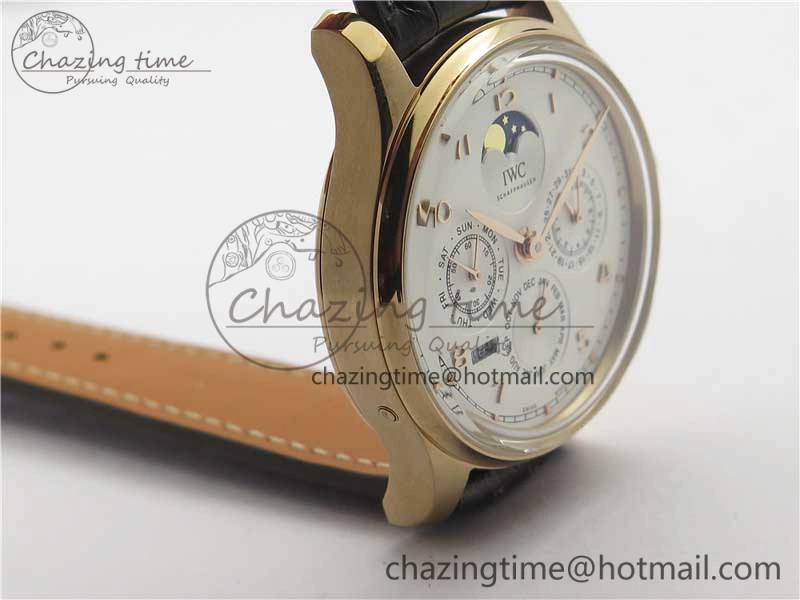 Portugieser Perpetual Calendar IW503302 RG V9F 1:1 Best Edition White Dial on Brown Leather Strap A52615