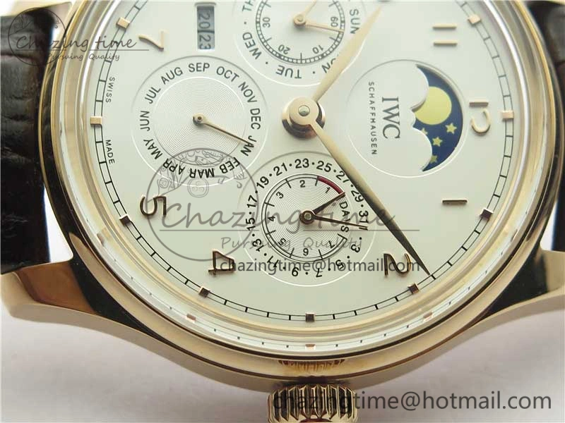 Portugieser Perpetual Calendar IW503302 RG V9F 1:1 Best Edition White Dial on Brown Leather Strap A52615