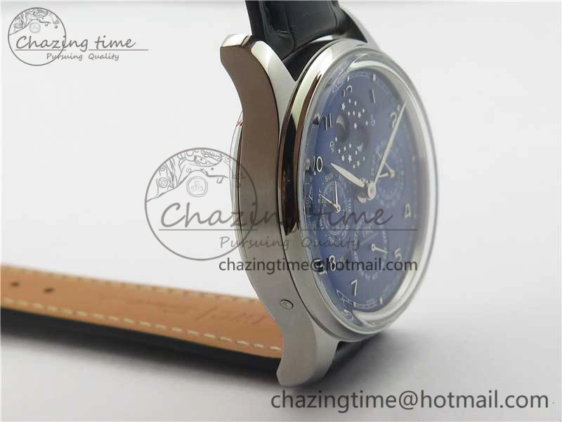 Portugieser Perpetual Calendar IW503401 V9F 1:1 Best Edition Blue Dial on Black Leather Strap A52615