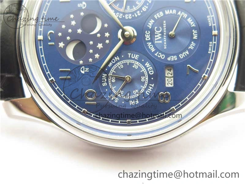 Portugieser Perpetual Calendar IW503401 V9F 1:1 Best Edition Blue Dial on Black Leather Strap A52615